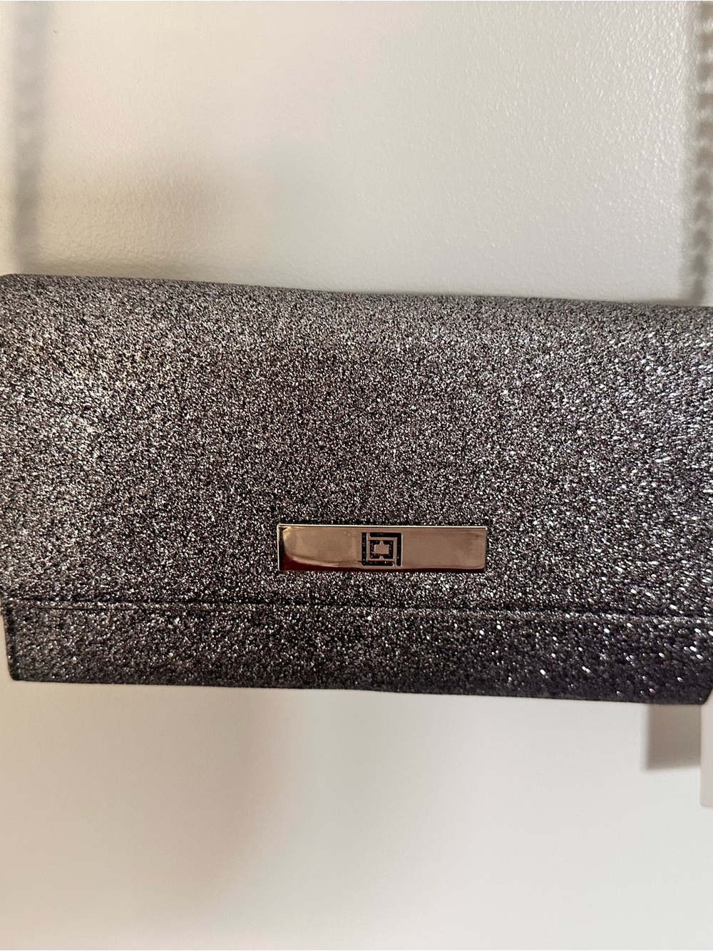 Glitter Crossbody Bag in Metallic Gray